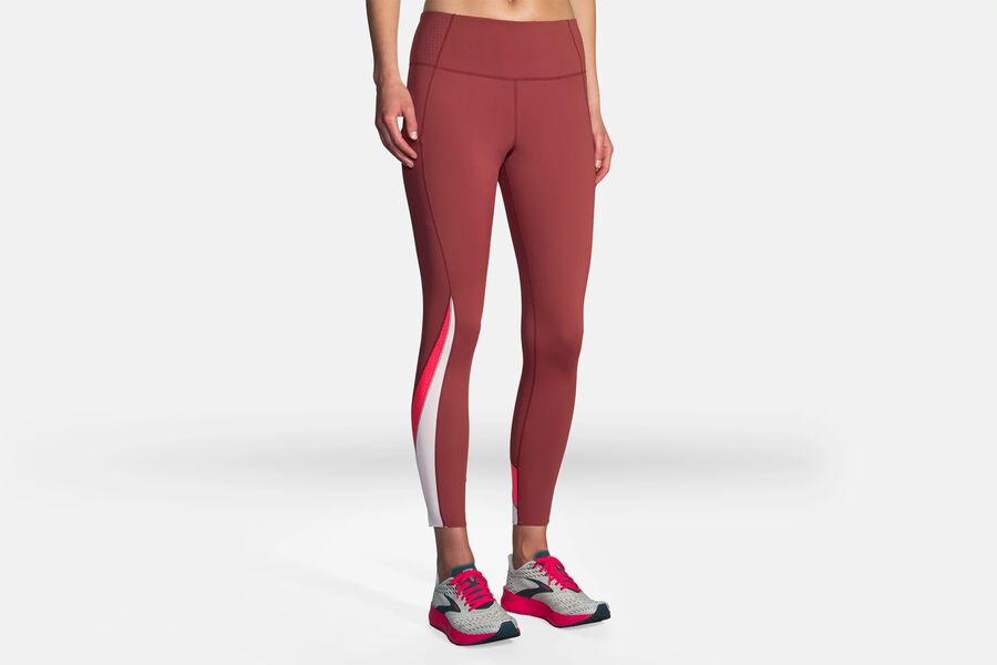 Brooks Women's Method 7/8 Tight Bottoms Terracotta/Fluoro Pink ( JGPBY2190 )